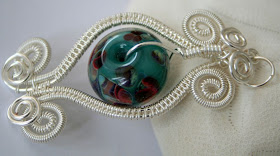 She made/She made with a twist: silver, Boro lampwork glass, wire wrapping, wire lace, ooak pendant:: All Pretty Things