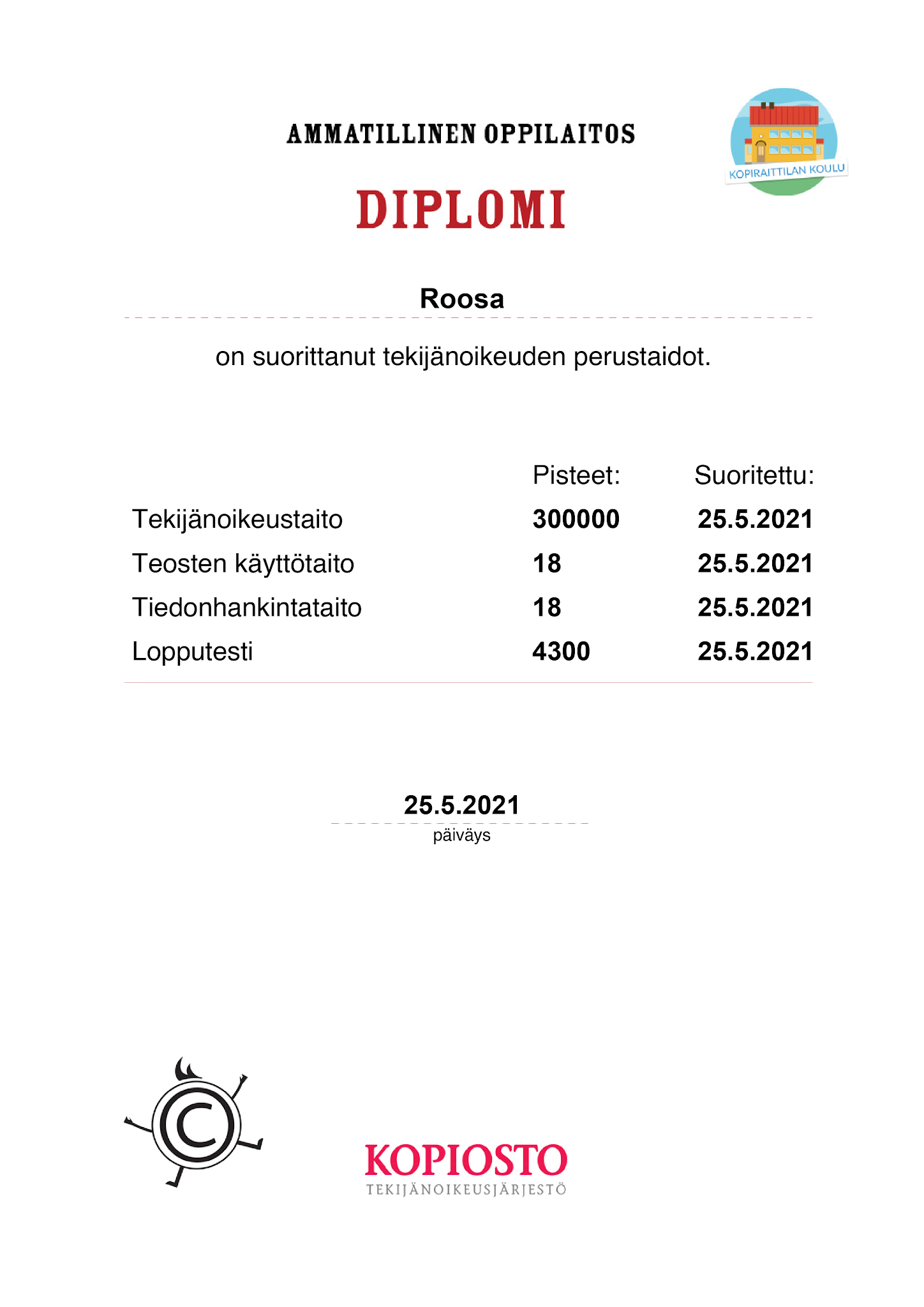 Kopiraittila-diplomi