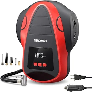 TEROMAS Tire Inflator Air Compressor, Portable DCAC Air Pump for Car Tires