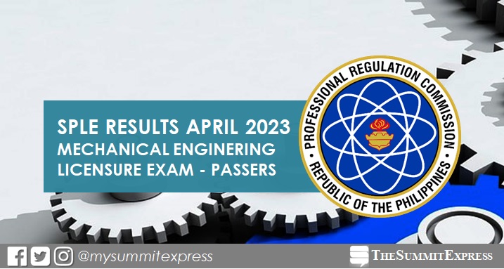 SPLE Result: April 2023 Mechanical Engineering board exam passers Middle East, Singapore