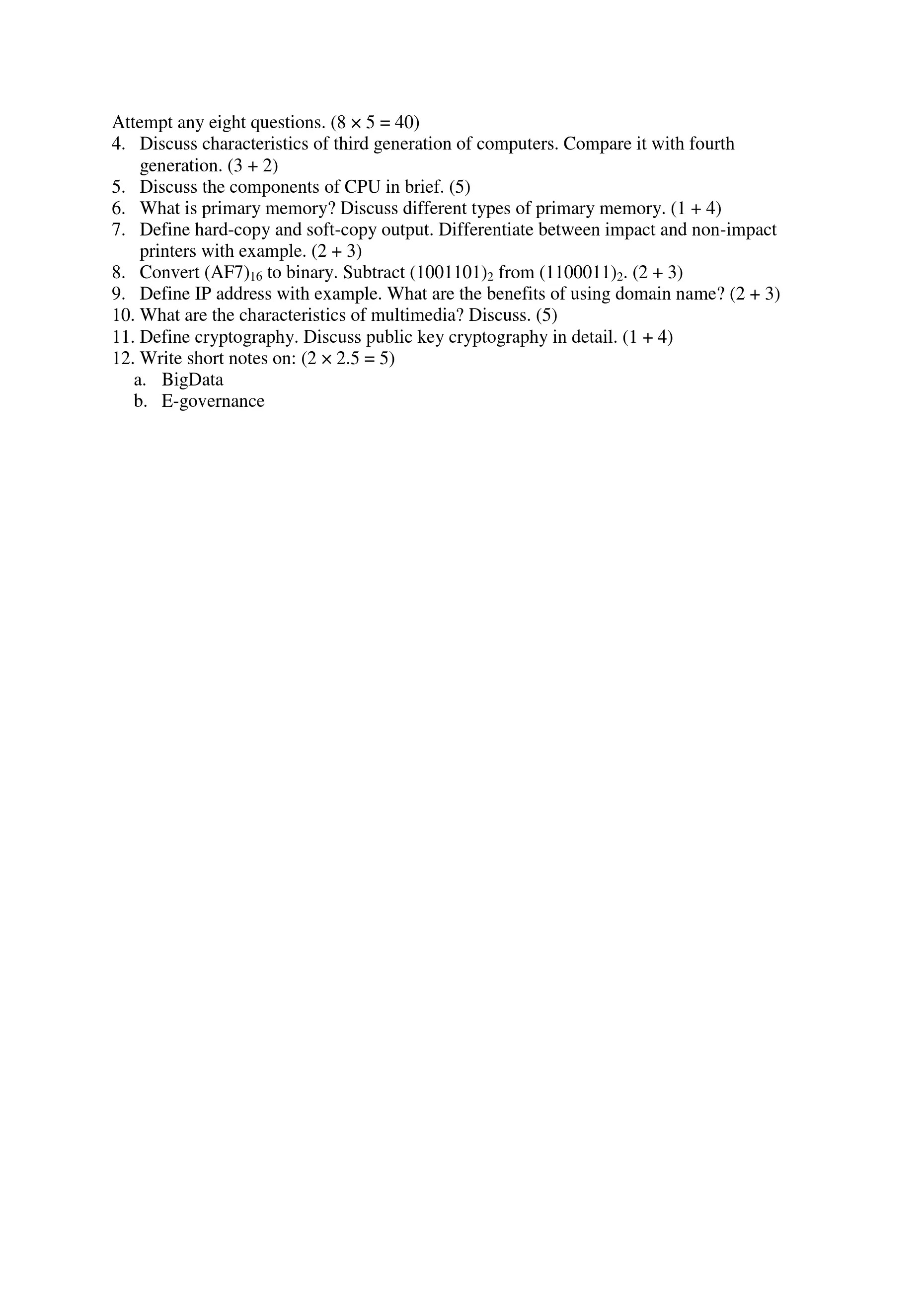 Introduction to Information Technology Micro Syllabus 1st semester CSIT