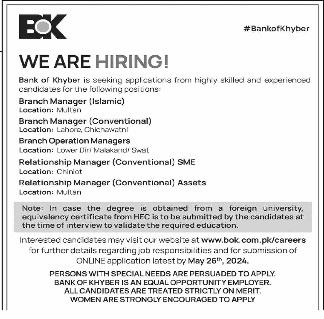 JOBS MANAGERS AT BOK IN ALL PAKITAN 