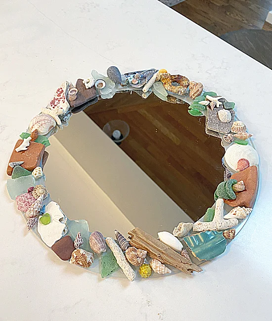 round mirror with shells