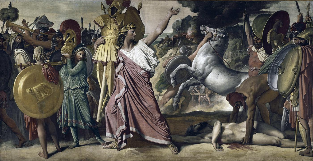 Jean-Auguste-Dominique Ingres: Romulus, vainqueur d'Acron, porte les dépouilles opimes au temple de Jupiter 