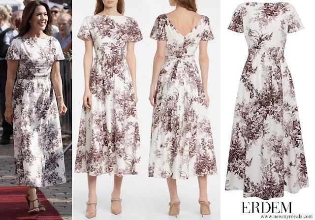 Crown Princess Mary wore ERDEM Fraser cotton poplin midi dress