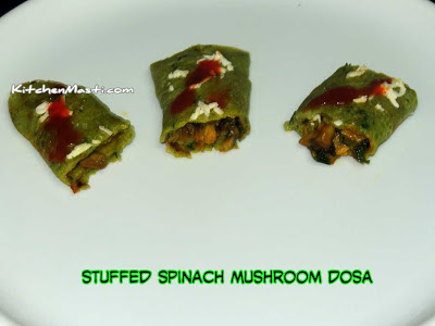 Stuffed Spinach Mushroom Dosa