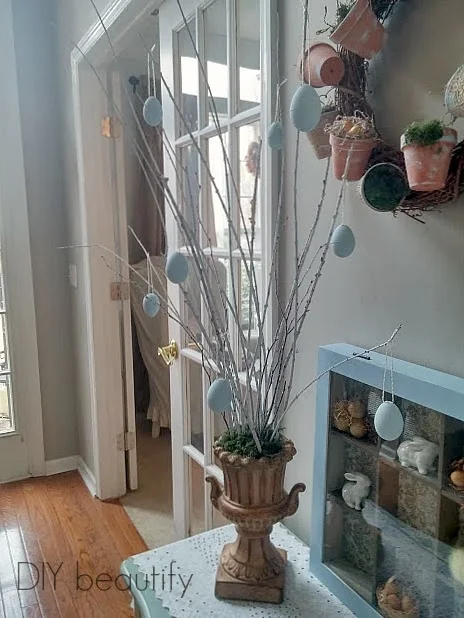 Easter Tree with Chalk Painted Eggs