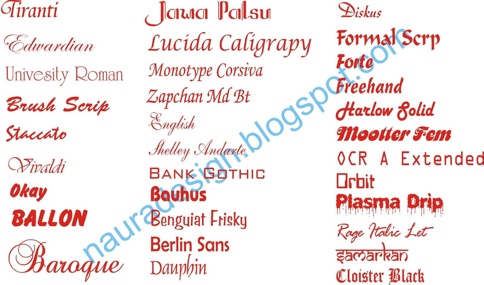 Jenis font Untuk  Undangan Naura Design