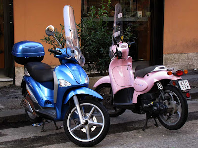 Blue scooter & pink scooter