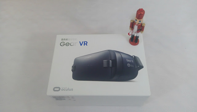 Boxed Samsung Gear VR headset with nutcracker decoration