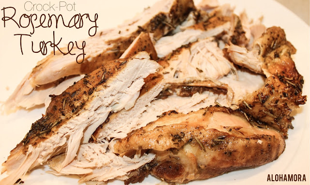 This Rosemary Turkey Breast is the easiest way to enjoy soft and moist turkey on Thanksgiving or for any day through out the year.  Delicious flavors, easy to rub on, and it cooks in the crock-pot or slow-cooker.  Alohamora Open a Book www.alohamoraopenabook.blogspot.com slow-cooker, gluten free, easy to make, simple, turkey falls off the bone, anyone can make this recipe, perfect with a whole chicken as well.