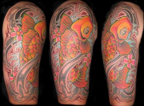Asian Koi Fish Half Sleeve Tattoo