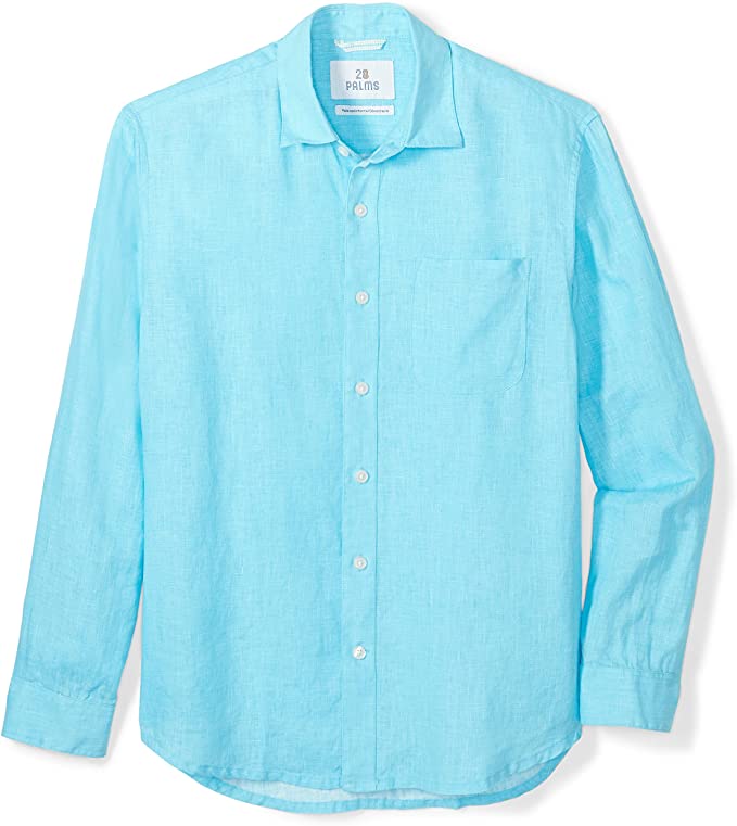 Amazon Brand - 28 Palms Men's Relaxed-Fit Long-Sleeve 100% Linen Shirt