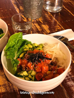 Salmon poke bowl dinner date @ In a bowl, Biru Biru Cafe