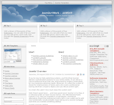 JAW 049 (Clouds) - шаблон для Joomla 1.5