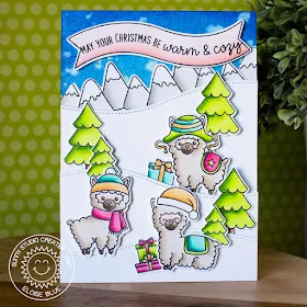 Sunny Studio Stamps: Alpaca Holiday Snowy Hilltop Christmas Card by Eloise Blue