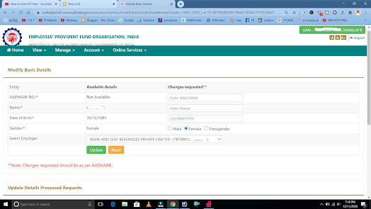 How to change PF Account 10 Years age (DOB)Different Problem 