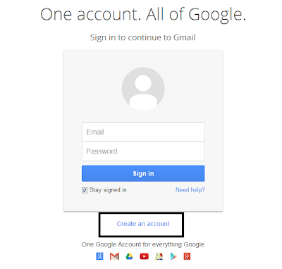 Klik Create An Account untuk mendaftar email gmail