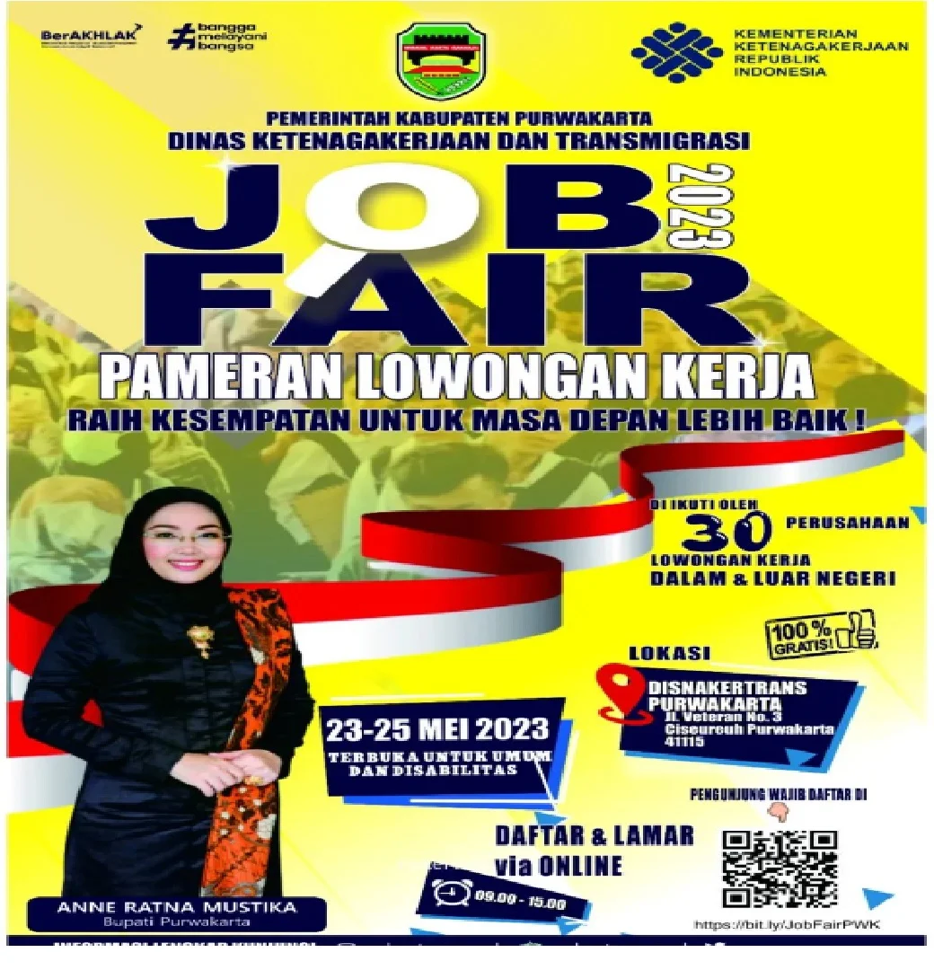 Pendaftaran Job Fair Purwakarta 2023, Disnakertrans Buka Ribuan Lowongan Kerja Dalam dan Luar Negeri