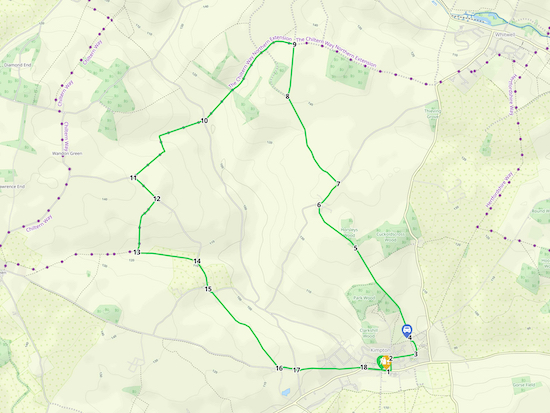 Map for Walk 191: Kimpton North-West Loop