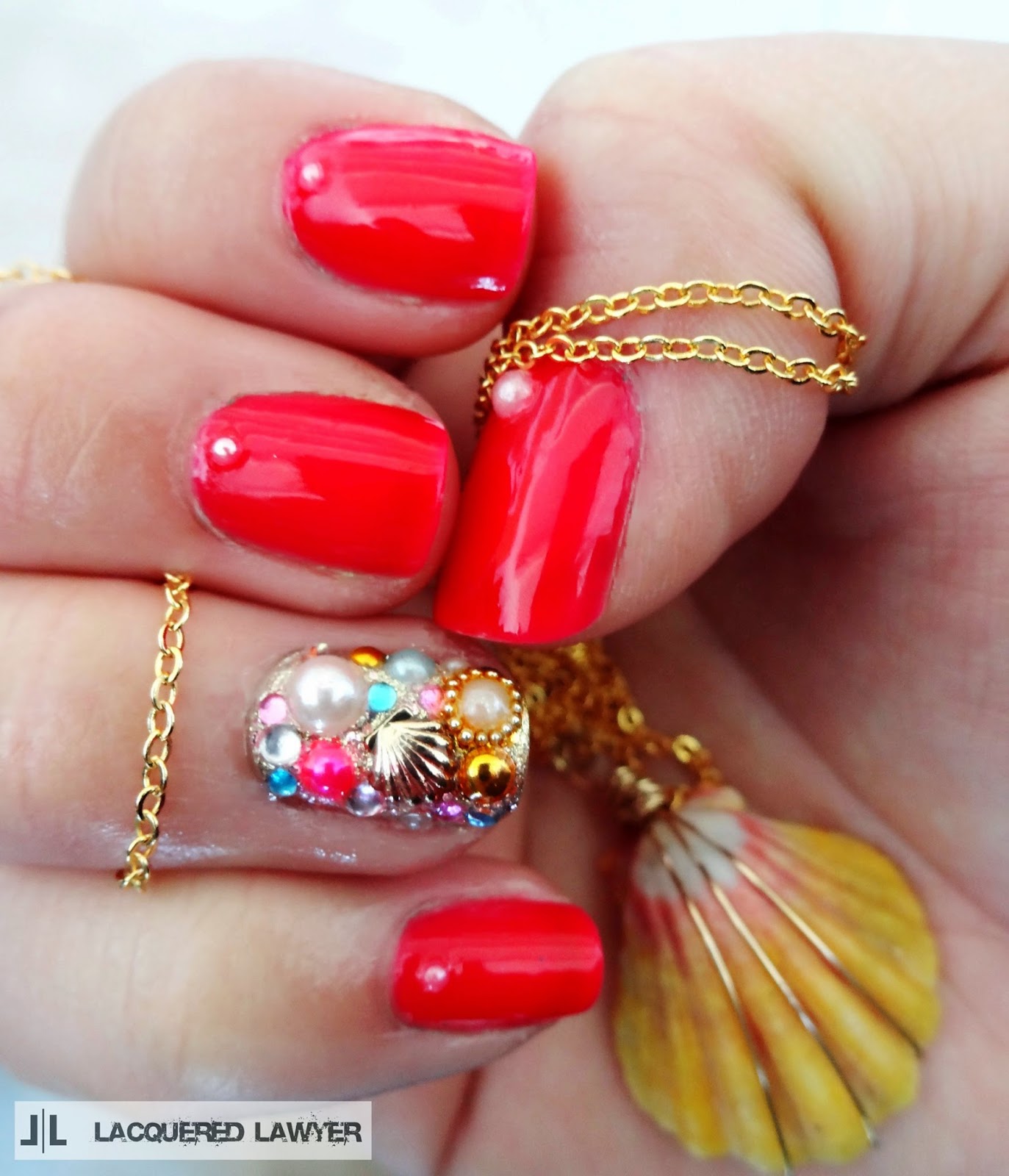 Pink Sea Shell Nails