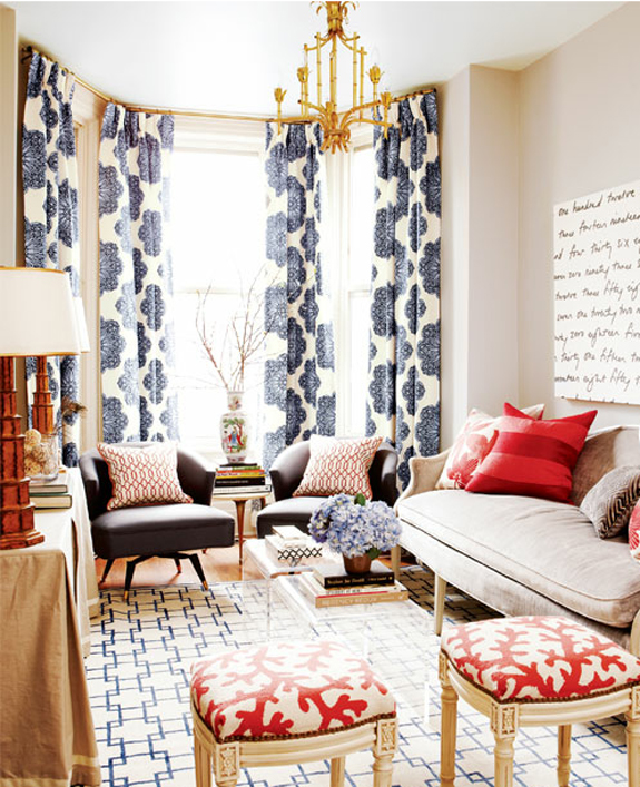 Navy and Red Living Room