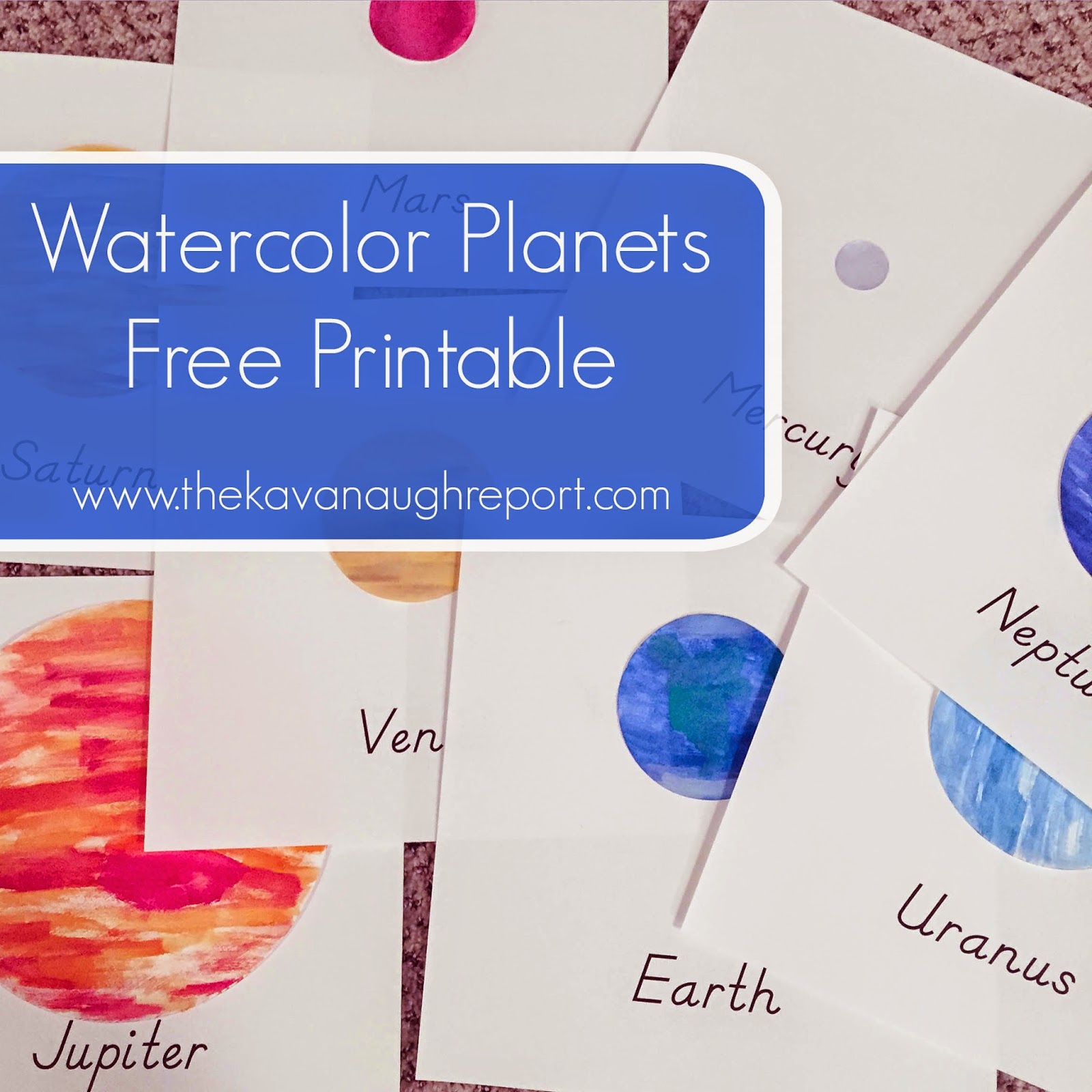 Watercolor Planets Printable 