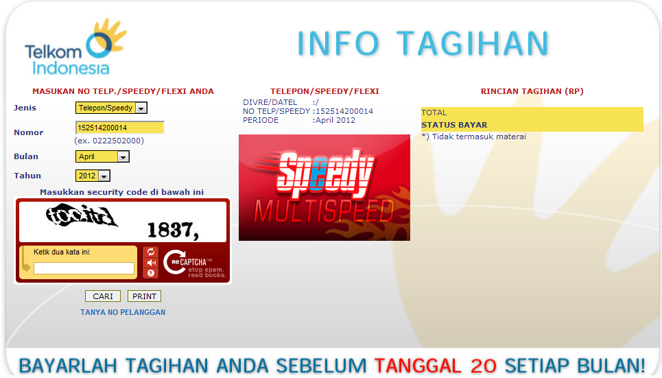 MAZFIED SHARE: Cara Cek Online Tagihan Speedy dan Telepon 