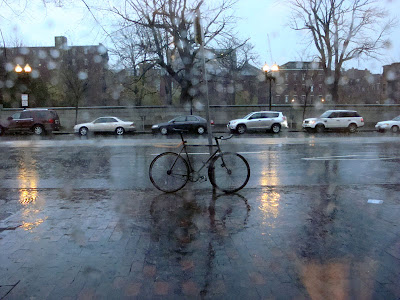 rainy day in Boston with a bike