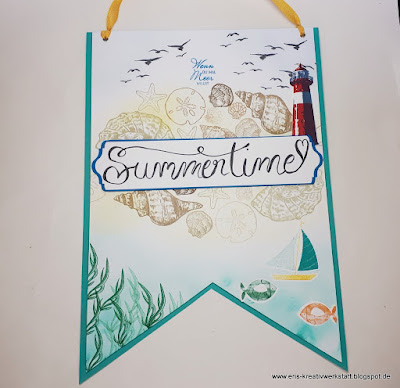 Maritimer Wimpel "Summertime" als Wandschmuck Stampin' Up! www.eris-kreativwerkstatt.blogspot.de