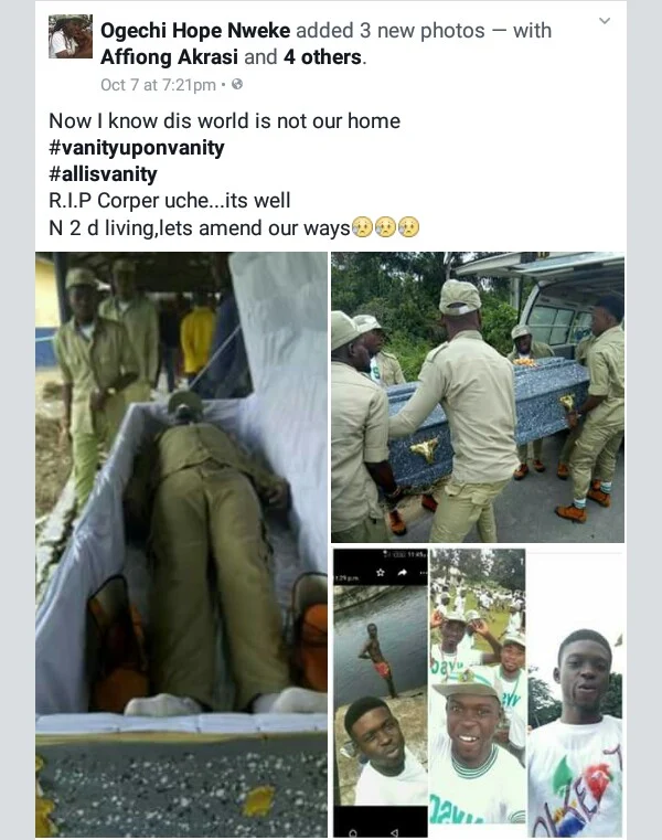  Photos: Another Corps member drowns while swimming in a river in Delta State