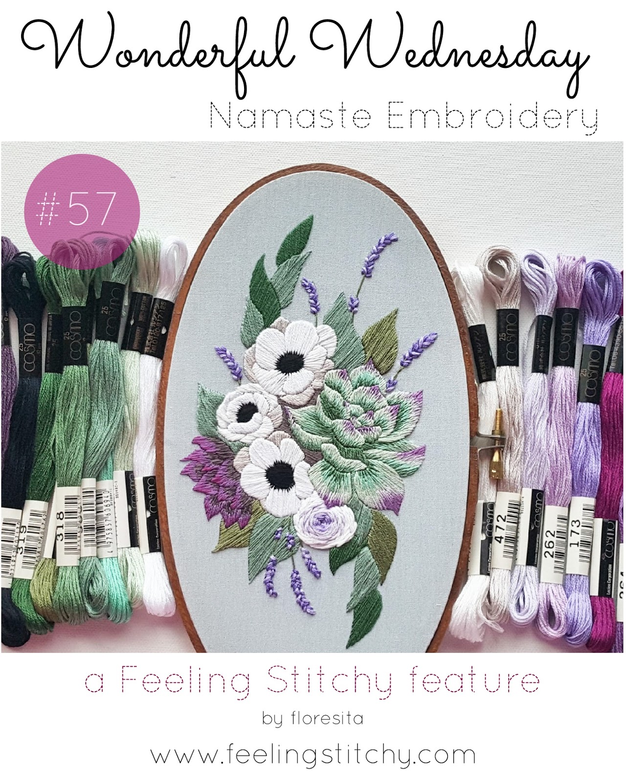 Wonderful Wednesday 57 - Namaste Embroidery, featured on Feeling Stitchy by floresita