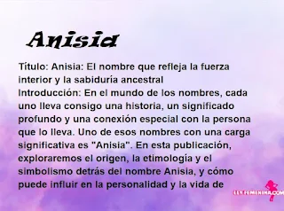 significado del nombre Anisia