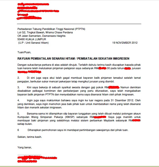 Surat Pembatalan Ptptn Surat Pembatalan Ptptn