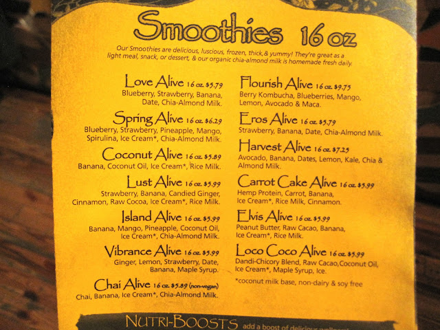 Life Alive Menu