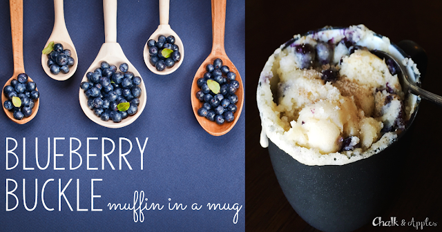 This Blueberry Buckle Muffin in a Mug is the perfect one-serving breakfast for busy mornings!