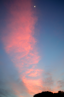 pink sky sunrise and moon