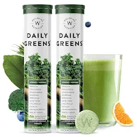 Wellbeing Nutrition Daily Greens | Wholefood Multivitamins with Vitamin C, Zinc, B6 for Immunity & Detox with Organic Certified Plant Superfoods & Antioxidants (15 Effervescent Tablets) Pack of 2