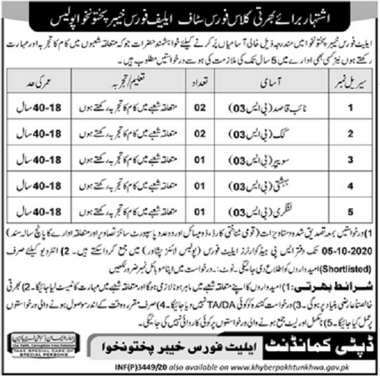 elite-force-khyber-pakhtunkhwa-peshawar-kpk-police-jobs-2020-latest-advertisement