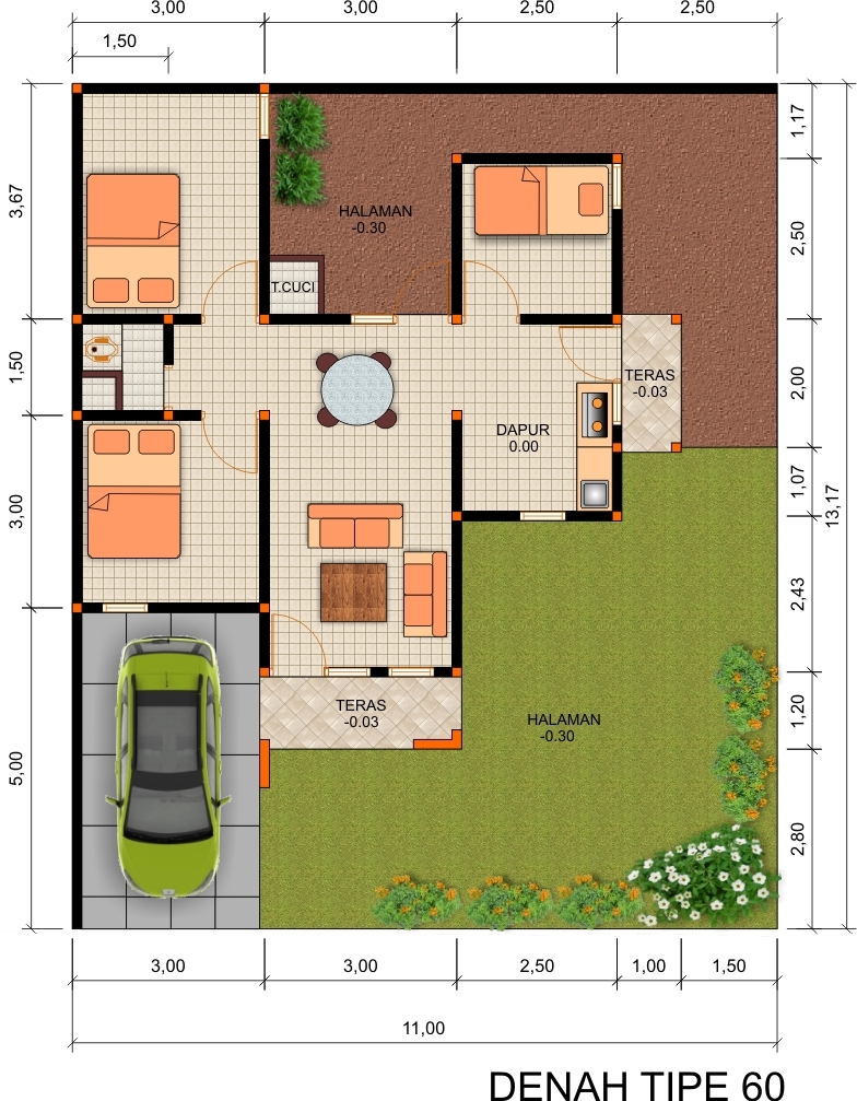 Kumpulan Desain Denah  Rumah  Minimalis Type 50 Kumpulan 