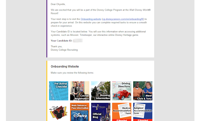 Disney College Program: Welcome to the Team! email