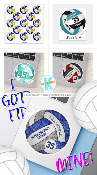 personalized volleyball stickers for girls boys by katz_d_zynes