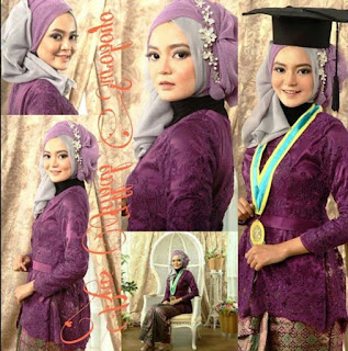 Model kebaya wisuda ungu dan abu