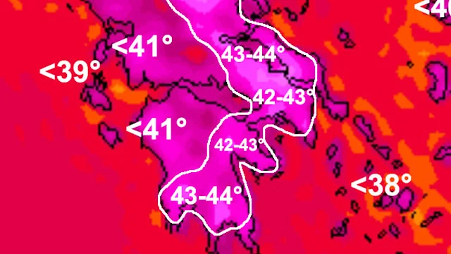 Γ.Καλλιάνος: 42 με 43 βαθμούς η θερμοκρασία την Πέμπτη στην Αργολίδα