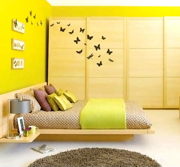 Kamar Tidur Modern Bertema Warna Kuning