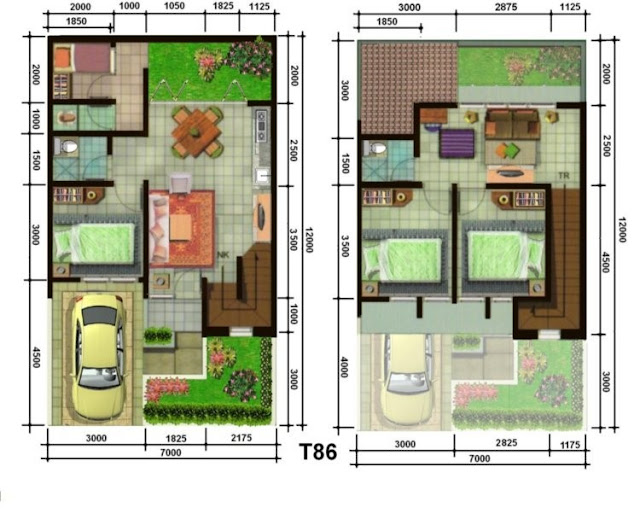  Desain  Rumah  Minimalis  2  Lantai  untuk Rumah  Tipe 36 dan 45 