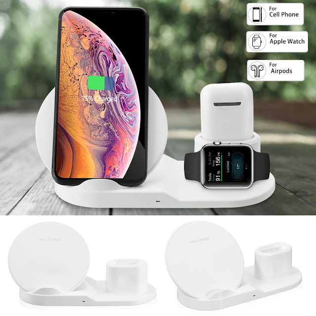 3 In 1 Qi Wireless Charger Phone Charger Watch Charger Earphone Charger For Smart Phone Samsung iPhone Apple Watch Series  Apple AirPods 