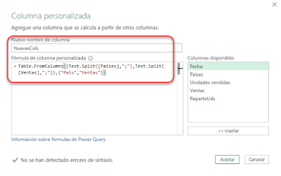 Power Query: Separar por filas múltiples columnas