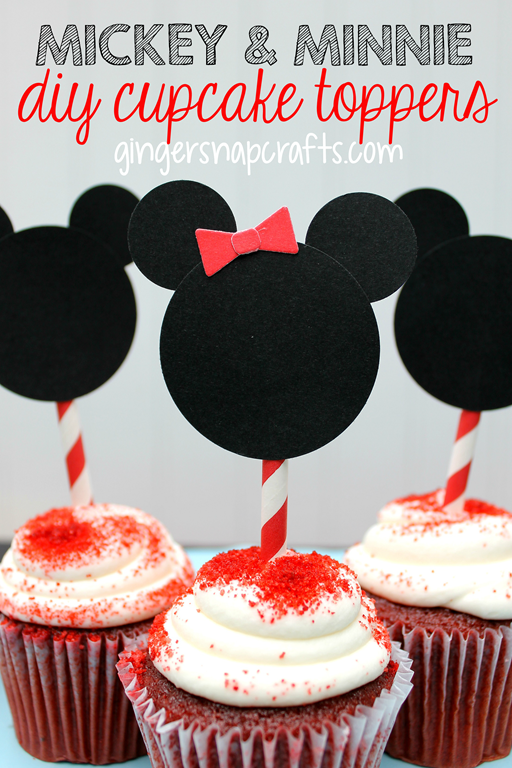 Mickey & Minnie DIY Cupcake Toppers at GingerSnapCrafts.com #disney #monthofdisney #party #ideas