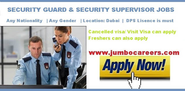 dubai security guard job, latest security guard vacancies dubai